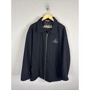 Ironhead Molson Canadian Wool Zip Jacket Mens L Made In Canada Black Beer